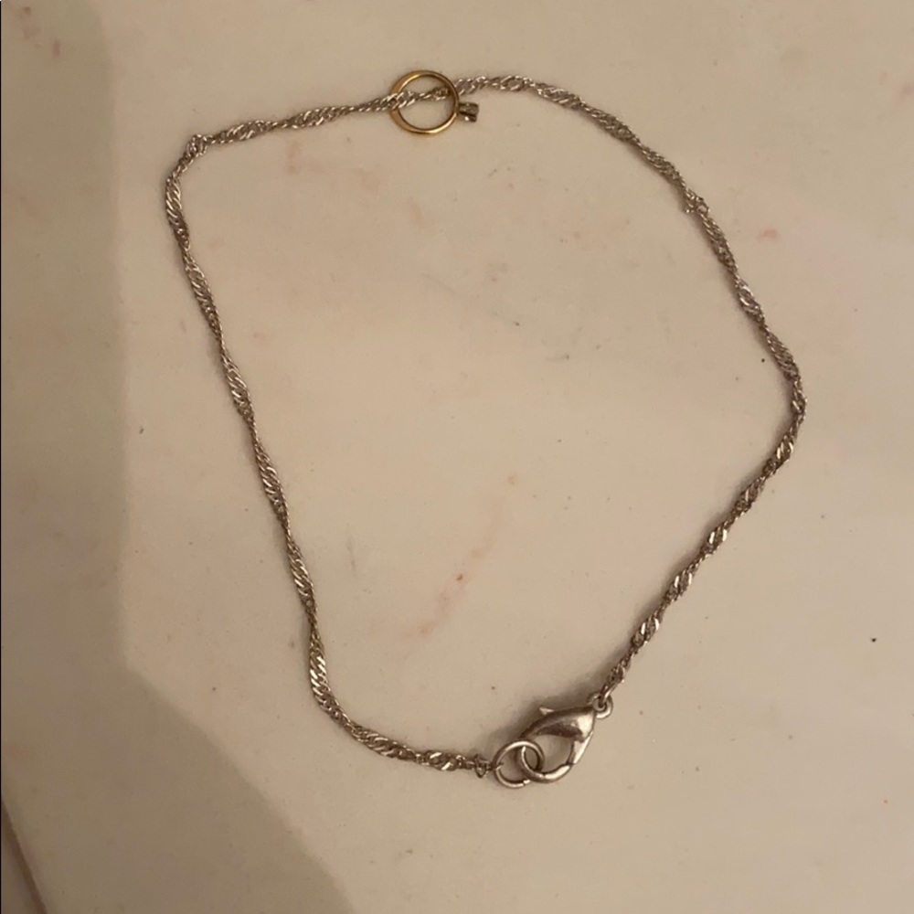 Silver with gold ring charm delicate bracelet